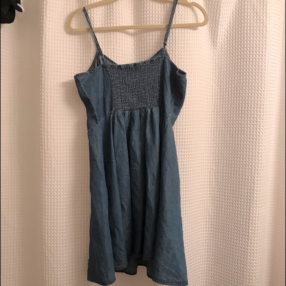 Red Camel denim spaghetti strap smocked back dress - Picture 6 of 8